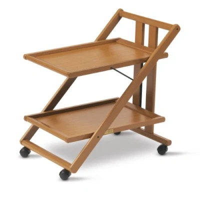 Abbildung von ARREDAMENTIITALIA Arredamenti Italia Servierwagen GIMMY, Holz Zusammenklappbar 2 Ablageflächen Elegant Farbe: Kirsche AR It il Cuore del Legno