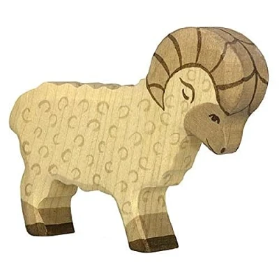 Abbildung von Holztiger Widder beige 80071 11,5 cm