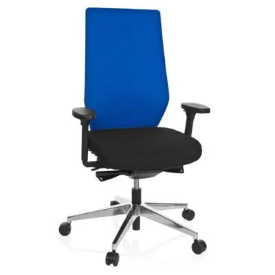 Abbildung von hjh OFFICE 608842 Profi Bürostuhl PRO TEC 700 Stoff Schwarz/Blau Drehstuhl ergonomisch, Sitztiefe &amp; Armlehnen verstellbar
