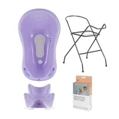 Abbildung von Hylat Baby Set: Stabile Babybadewanne mit Thermometer, Gestell, Badesitz und Abfluss stabil bequem ideale Lösung für die tolle Badeerlebnisse