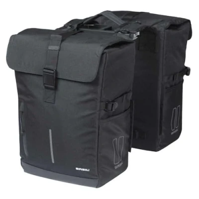 Abbildung von Basil Move Doppelpacktasche MIK 30L, Schwarz, Wasserabweisend, Inkl. abschließbarer Adapterplatte, Perfekt für Alltag und Freizeit