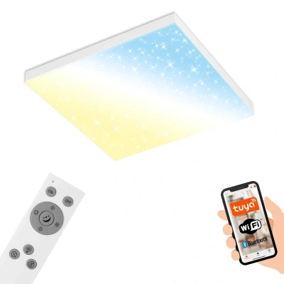 Abbildung von BRILONER LED Deckenlampe flach Smart Home, funktioniert mit Alexa, Fernbedienung, Lampe, Deckenleuchte, Wohnzimmerlampe, Panel, Schlafzimmerlampe, Flurlampe, 45x45x6,9 cm, Weiß