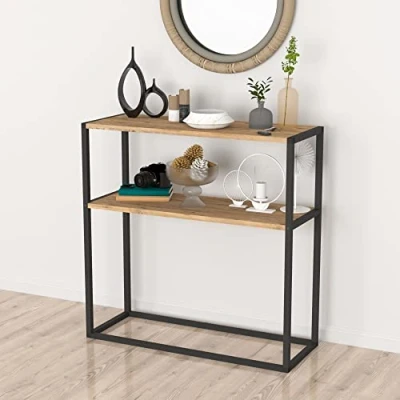 Abbildung von en.casa Konsolentisch, »Hemsedal« Tisch mit einer Ablage 90 x 33,5 cm Eiche