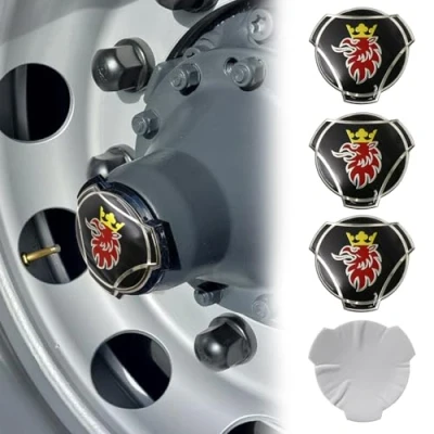 Abbildung von 4 x Griffin Aluminium Aufkleber für Scania LKW Felgen, Radnabenkappen, Abzeichen, Emblem, (schwarz)
