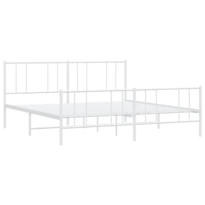 Abbildung von vidaXL Bettgestell, Bettrahmen mit Kopfteil Fußteil, Bett Lattenrost Metallfüßen, Doppelbett Metallbett Schlafzimmerbett, Metall Weiß 180x200cm