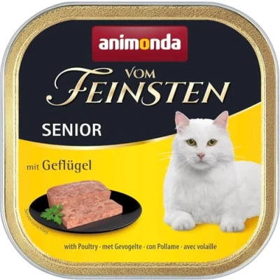 Abbildung von vom Feinsten Senior Katzenfutter nass Nassfutter mit Geflügel (32 x 100 g), ab 7 Jahren von animonda, ohne Getreide und Zucker, mitfrischen, fleischlichen Zutaten