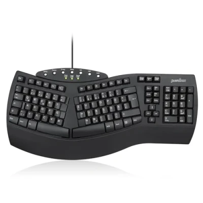 Abbildung von Perixx PERIBOARD 512 Ergonomische Tastatur Geteiltes Tastenfeld USB Empfohlen bei Tennisarm QWERTZ Deutsches Layout Schwarz