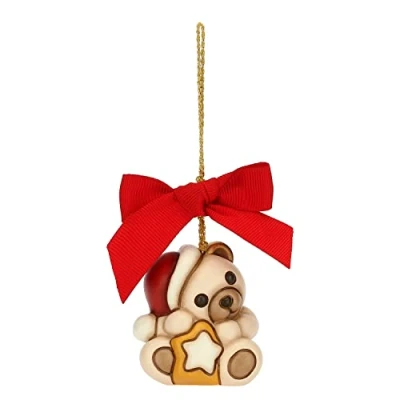Abbildung von THUN Weihnachtsschmuck, Teddy mit Stern aus Keramik, handverziert, kleine Version Geschenkidee Weihnachten 2022 4,4 x 4,2 4,8 cm h