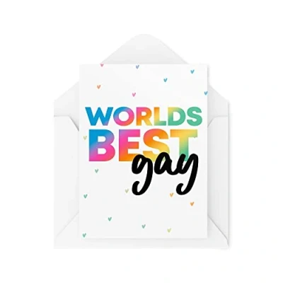 Abbildung von Tongue in Peach Lustige LGBTQ Karten Worlds Best Gay Card Lesbian Friend Birthday Congratulations Celebrate Cheeky Joke Banter Novelty CBH1055