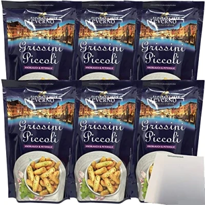 Abbildung von Leverno Grissini Piccoli Knoblauch &amp; Petersilie 6r Pack (6x100g Packung) + usy Block