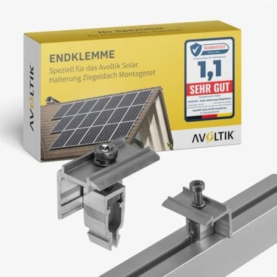 Abbildung von Avoltik Solar Zusatz Endklemme speziell für das Halterung Ziegeldach Montageset ermöglicht die Montage von Solarmodulen übereinander oder in alternativen Konfigurationen