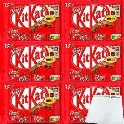 Abbildung von Nestle KitKat Mini, 13 Knusperwaffeln 6er Pack (6x217g Packung) + usy Block