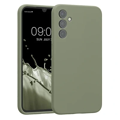 Abbildung von kwmobile Handyhülle kompatibel mit Samsung Galaxy A34 5G Hülle gummierte Handy Case aus Silikon in Graugrün