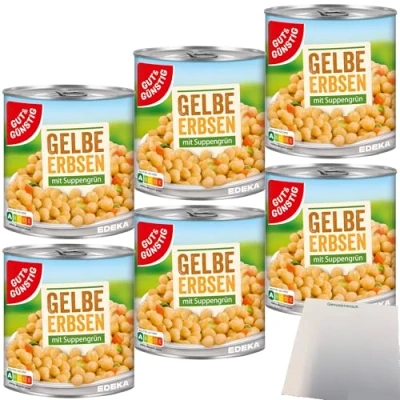 Abbildung von Gut&amp;Günstig Gelbe Erbsen mit Suppengrün 6er Pack (6x800g Dose) + usy Block