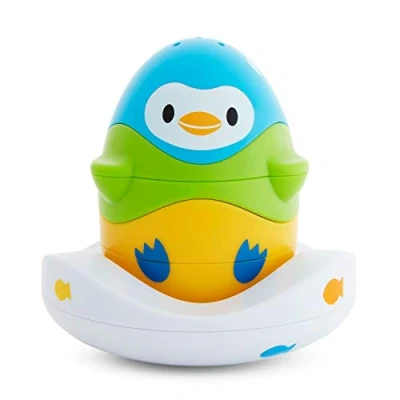 Abbildung von Munchkin Stack n&#039; Match Penguin Badespielzeug blaugrüngelb 300 g, mehrfarbig