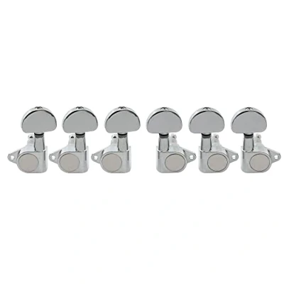Abbildung von Musiclily 3L3R Gitarren Mechaniken Stimmwirbel Machine Heads Tuning Pegs für E Gitarre Folk Akustikgitarre,Chrom Half Moon Knopf