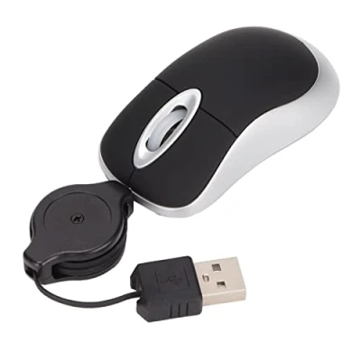 Abbildung von Kabelgebundene USB Maus, 68 cm Einziehbares Kabel, Tragbare Maus für Computer und Laptops, Kompakte Reisemaus, Verstellbare Kabelmaus