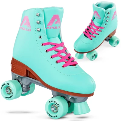 Abbildung von Apollo Disco Roller, Classic Roller Rollschuhe für Kinder und Erwachsene größenverstellbare Quad Skates, 3 Größen, verstellbar von 31 bis 42 Damen in schicken Designs