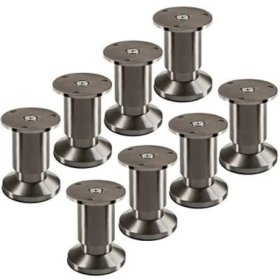 Abbildung von 8 Stück Möbelfüße TERRA Höhe 80 mm Edelstahloptik gebürstet Sofafüße höhenverstellbar bis max. 15 mm, belastbar 250 kg/je Fuß von SOTECH