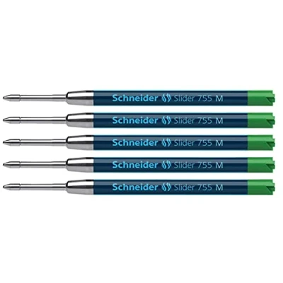 Abbildung von Schneider 175604 Slider 755 Ersatzmine (ViscoGlide Technologie, dokumentenecht, MMittel) grün (5er Pack, Mittelstrich, grün)