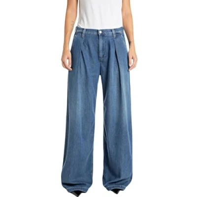 Abbildung von Replay Damen Jeans Breit, Blau (Medium Blue 009), 27W / 32L