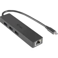 Abbildung von i tec USB C Slim HUB 3 Port mit Gigabit Ethernet Adapter, 3.0 auf RJ 45, 10/100/1000 Mbps, 3x Port, für Notebook Tablet Smartphone PC Konnektor