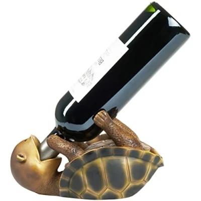 Abbildung von BRUBAKER Weinflaschenhalter Durstige Schildkröte, (1 St), Flaschenhalter Trinkende Tiere Flaschenständer lustig Meeresschildkröte Deko Figur Handbemalt Bar Weinzubehör Witziges Wein Geschenk