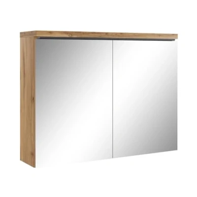 Abbildung von Spiegelschrank Paso 80cm Eiche Schrank Spiegel Badezimmer Badmöbel Set Hängeschrank Badschrank