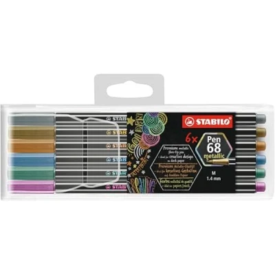 Abbildung von STABILO Faserstift Pen 68 Filzstift 1,4 mm metallic 6er Etui