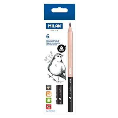 Abbildung von MILAN® Box 6 Graphitstifte 6B MAXI dreieckig