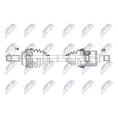 Abbildung von NTY NPW LR 037 Antriebswelle Vorderachse rechts 592mm Schaltgetriebe, Automatikgetriebe