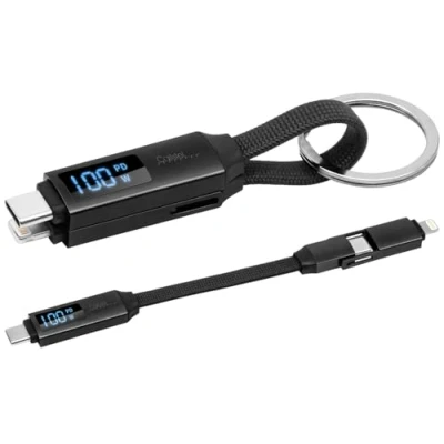 Abbildung von Callstel Aufladekabel: 3in1 Daten &amp; Schnellladekabel, 100 Watt, PD, OTG, USB C, Lightning (USB C Datenkabel Schnell Ladekabel, zu Kabel W)