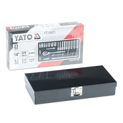 Abbildung von YATO YT 14421 Steckschlüsseleinsatz Set 23 Werkzeugstahl, Chrom Vanadium Stahl 1/4
