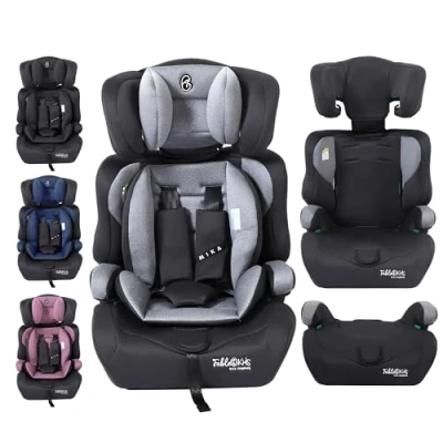 Abbildung von FableKids Kinderautositz 3 Punkt Sicherheitsgurt Autokindersitz ab 15 M. Autositz für Kinder 76 150 cm Kindersitz einstellbare Kopfstütze ECE R129/03 Verstellbar 44,5x41x68 75cm Grau