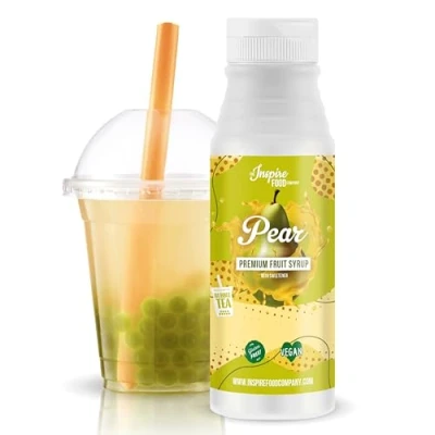 Abbildung von INSPIRE FOOD Echter Fruchtsirup für Bubble Tea Mischung 300ml Birne Tea, Boba Slushes &amp; Ice Blended 100 % vegetarisch, glutenfrei