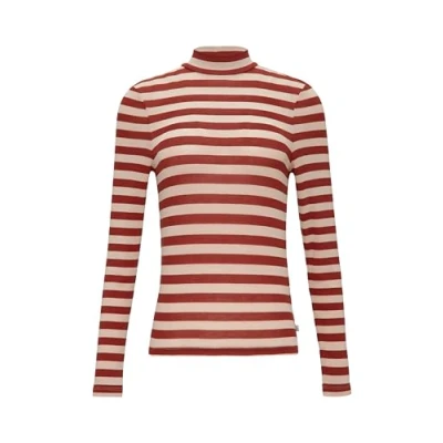 Abbildung von QS Gestreiftes IM SLIM FIT Langarmshirt, Damen, Größe: Large, Perlmuttrosa