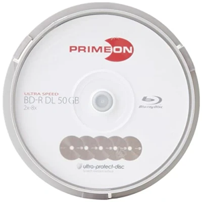 Abbildung von PRIMEON BD R DL 50GB/2 8x Cakebox (10 Disc) ultra protect disc Surface