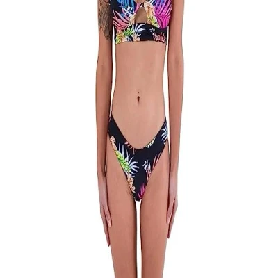 Abbildung von Hurley Damen Hana Rvsb Cheeky Hipster Bikinihöschen, Black/Tiki Multi, L