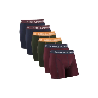 Abbildung von DANISH ENDURANCE 6er Pack Boxershorts Herren, Weiche Baumwolle, Unterhosen Männer mit Stretch, Bequem &amp; Ohne Zettel Mehrfarbig (2X Marineblau/Bordeaux, 2X Grün/Orange, Bordeaux/Marineblau) L