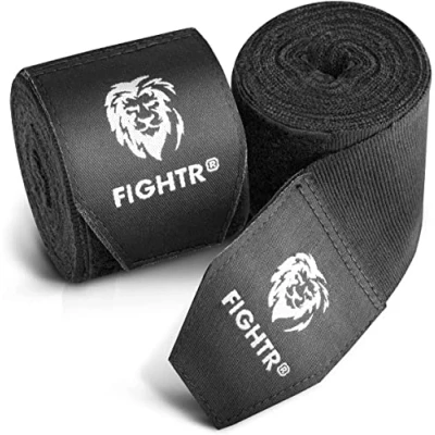 Abbildung von FIGHTR® Premium Boxbandagen für max. Stabilität und Sicherheit 4m halb elastische Bandage mit Daumenschlaufe Boxen, MMA, Muay Thai Box Hand Sport Set aus 2