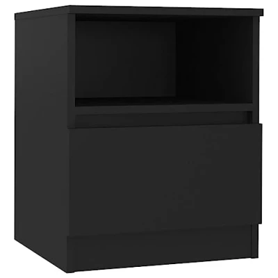 Abbildung von vidaXL Nachttisch 1 Schublade Ablage Nachtschrank Nachtkommode Nachtkonsole Schlafzimmer Schrank Kommode Schwarz 40x40x50cm Holzwerkstoff