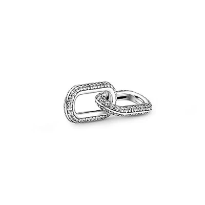 Abbildung von PANDORA Me Styling Pavé Doppel Link aus Sterling Silber; nur kompatibel mit Armbändern; Höhe: 8;2mm; 799660C02