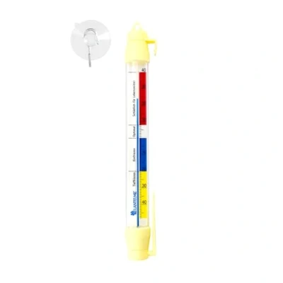 Abbildung von Lantelme Gefrierschrankthermometer mit Haken und Saugnapf Temperatur + 40C Kühlschrankthermometer 21cm lang Ø 2cm Analog Thermometer für Kühlschrank Gefrierschrank Kühltheke Gefrierfach (1)