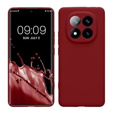 Abbildung von kwmobile Handyhülle kompatibel mit Xiaomi Redmi Note 14 Pro+ 5G / Pro Plus Hülle Handy Case aus weichem Silikon in Rhabarber Rot