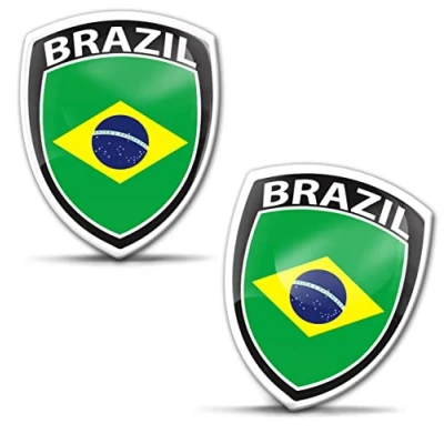 Abbildung von Biomar Labs 2 x Aufkleber 3D Gel Silikon Abzeichen Stickers Auto Motorrad Fahrrad Fenster Tür PC Handy Tablet Laptop Brasilien Brasilianisch Flagge Flag Fahne F 219