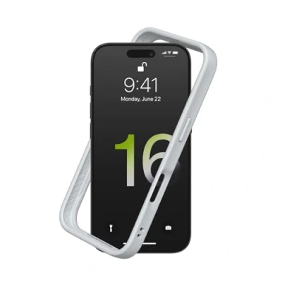 Abbildung von RhinoShield Bumper Case kompatibel mit [iPhone 16 Pro] CrashGuard Stoßdämpfende Schutzhülle im schlanken Design 3.5 Meter Fallschutz Platinum Grau