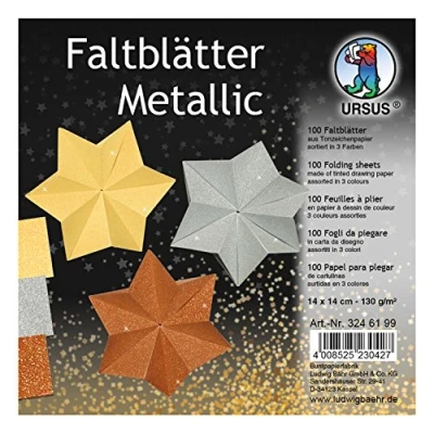 Abbildung von Ludwig Bähr Faltblätter Metallic 130g/qm 14x14cm VE=100 Blatt 3 Farben