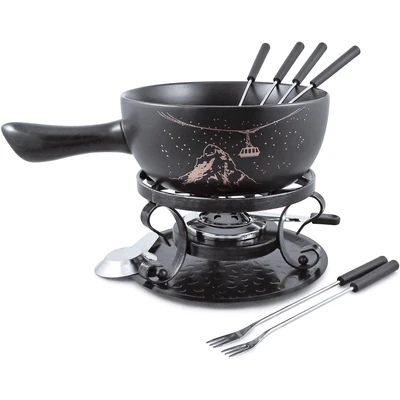 Abbildung von SWISSMAR Fondue Gruyére, 2,65 l, Käsefondue, Keramik/Schmiedeeisen, 9 teilig, inkl. 6 Fonduegabeln