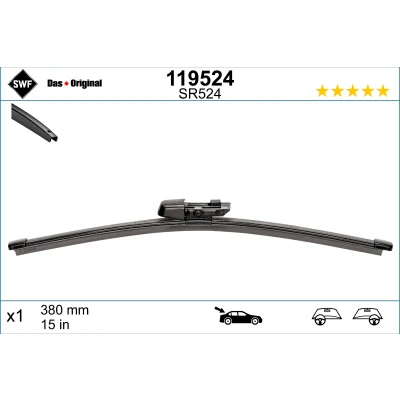 Abbildung von Scheibenwischer Swf Visioflex Rear 119524 375mm hinten Rahmenlos VOLKSWAGEN: Tiguan II, Touareg III, Allspace, SEAT: Leon III SC, Tarraco