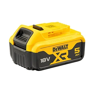 Abbildung von DEWALT Ersatzakku (18 Volt, 5,0 Ah Li Ion, kompatibel mit allen 18 Volt XR Akku Maschinen von DEWALT, Ladezustandsanzeige, kein Memory Effekt und Selbstentladung) DCB184